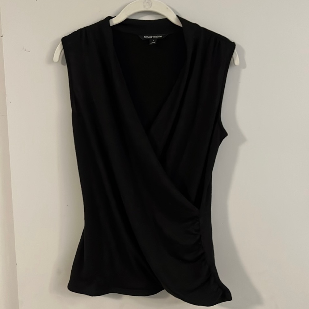 41 Hawthorn-Benni Wrap Front Ruched Knit Top